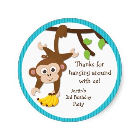 Monkey Birthday Party Thank You Stickers We Are Given They Also
