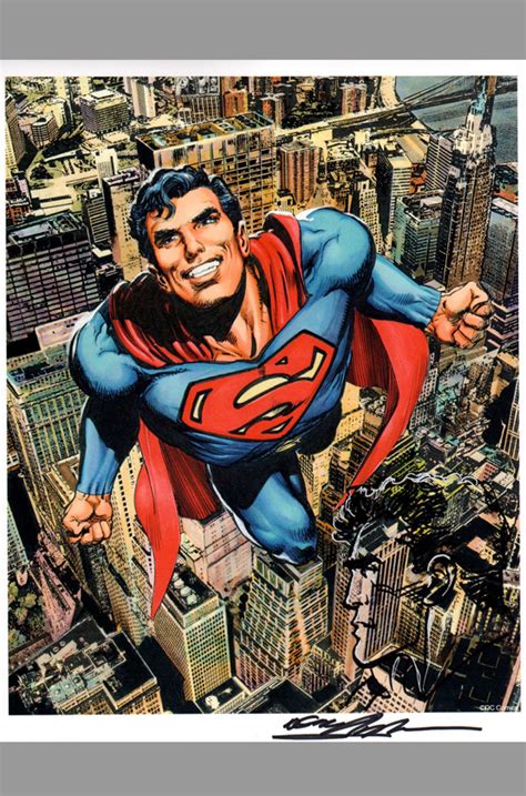 Neal Adams Superman Remarked Art Print W Original Sketch By Comic