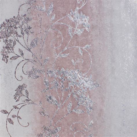 Muriva Pink Floral Metallic Effect Embossed Wallpaper Diy At Bandq