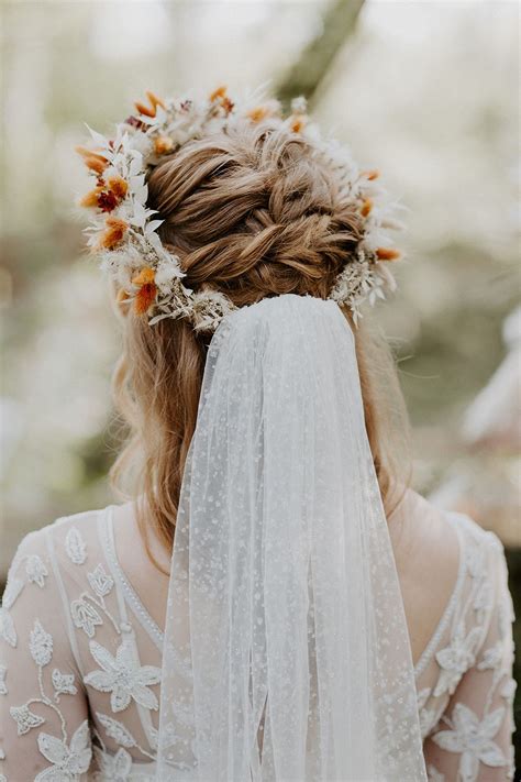 Autumn Harvest Boho Wedding Ideas In The Woods Flower Crown Hairstyle