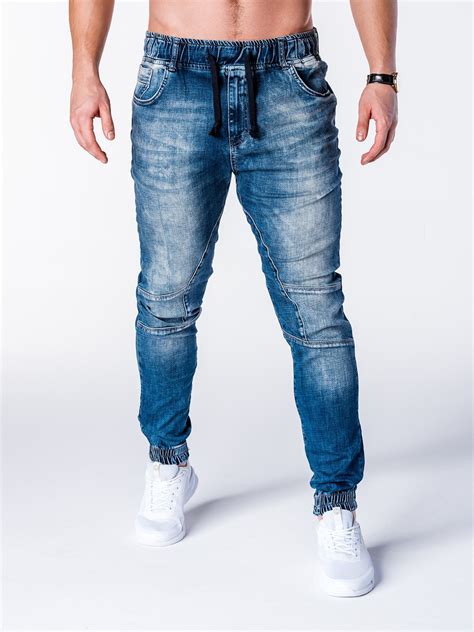 Mens Denim Jogger Pants P663 Blue Modone Wholesale Clothing For Men