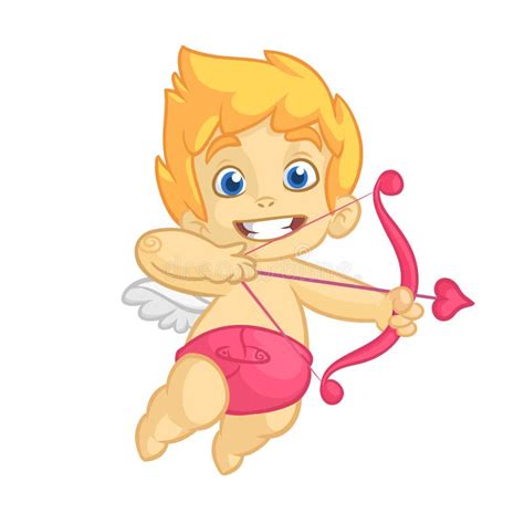 cupid cartoon characte illustration of a valentine`s day vector mascot isolated white stock