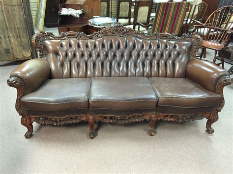 gorgeous antique rococo style leather chesterfield sofa circa 19th century muebles de madera