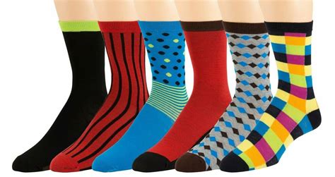 Mens Colorful Dress Socks 6 Pairs Fun Funky Assorted Patterned Socks Size 10 13 Ebay