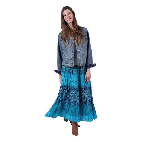 Buy Catalog Classics Womens Peasant Skirt Turquoise Blue Tiered