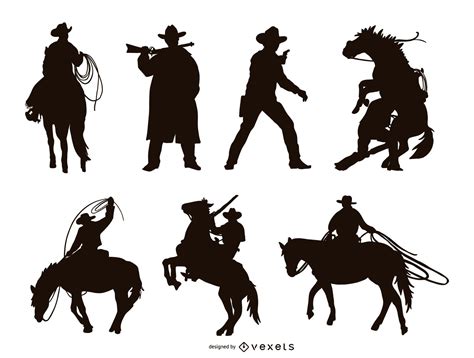 Cowboy Silhouette Set Vector Download