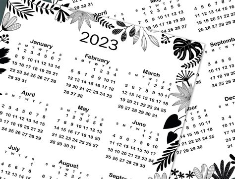 2023 Yearly Calendar Printable 2023 Yearly Calendar Year At Etsy
