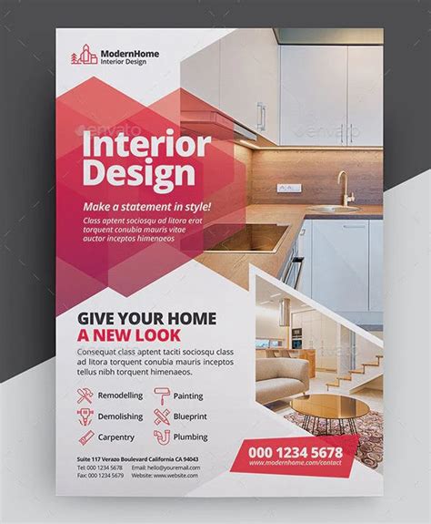 Interior Design Flyer Template Psd Design Brochure Graphic Design