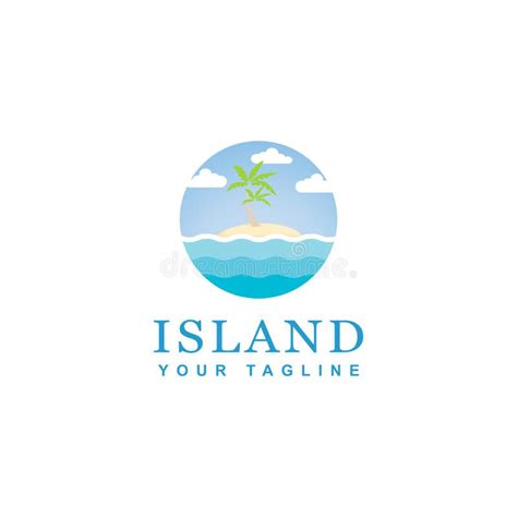 Blue Island Logo Design Design Beach Circle Theme Stock Vector