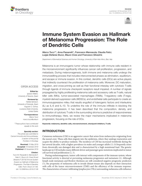 Pdf Immune System Evasion As Hallmark Of Melanoma Progression The