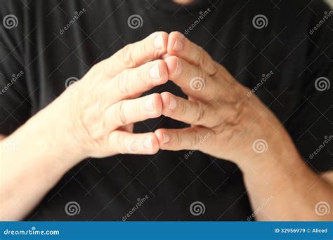 Fingertips Together Hand Gesture Stock Image Image Of Horizontal
