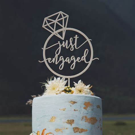 Just Engaged Cake Topper Engagement Cake Topper Engagement Etsy