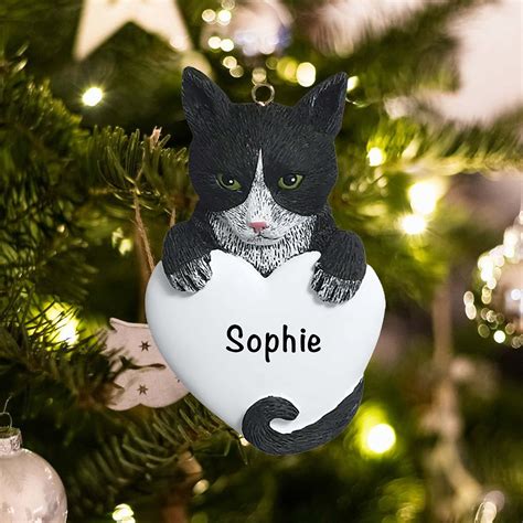 Tuxedo Cat Personalized Ornament Free Personalization Fast Shipping