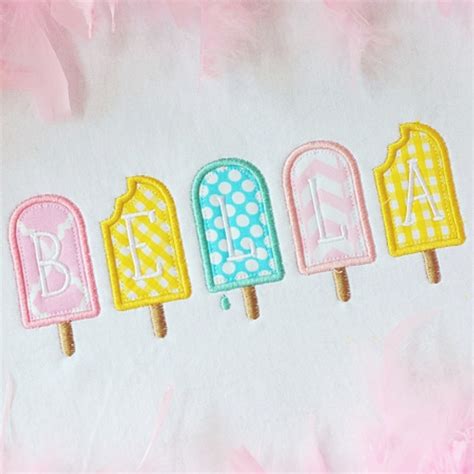 Popsicle Alpha Embroidery Machine Design