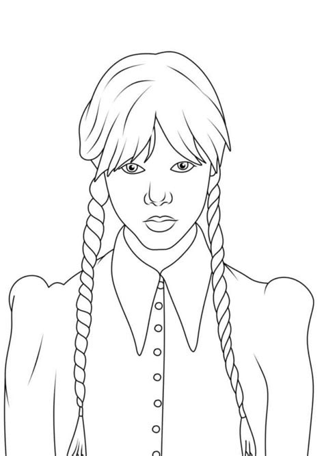 Portrait Of Wednesday Addams Coloring Page Download Print Or Color
