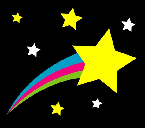 Download these free star clipart for your personal works and projects. Shooting Star on Black Background - Free Clip Art
