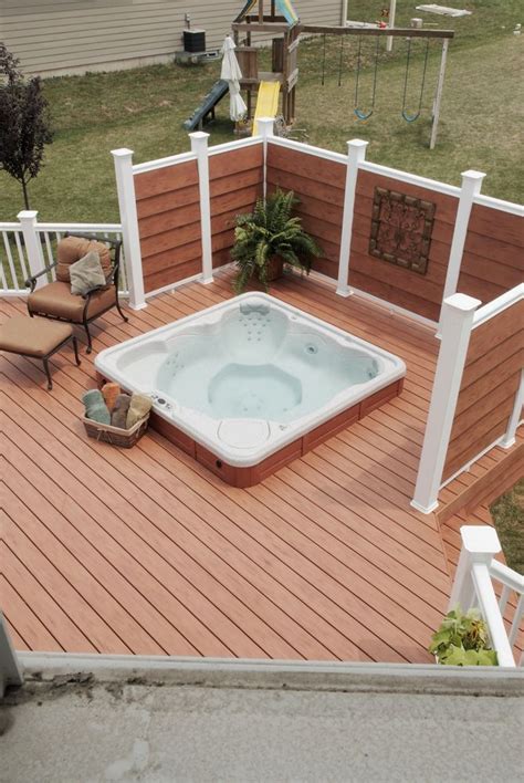 The least expensive designs will cost environment questions. Deck with privacy screen in Virginia. Hot tub in the deck. | Home Exterior in 2019 | Jacuzzi ...
