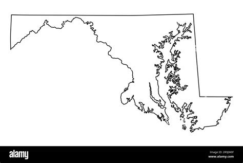 Mapa Del Estado De Maryland Esquema Aislado Sobre Fondo Blanco Imagen