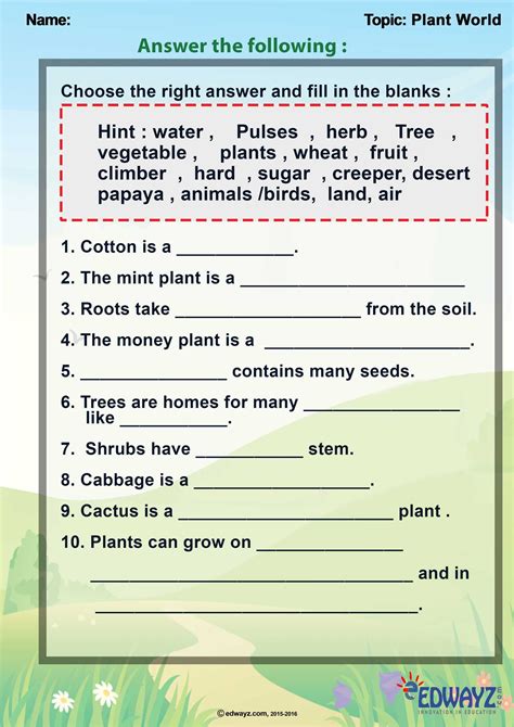 Our grade 2 math worksheets are free and printable in pdf format. #Freeworksheets for class2 on #EVS , #Science for the topic #Plants that covers all types of ...