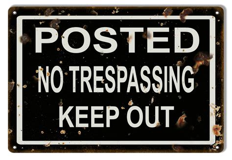 No Trespassing Keep Out Warning Metal Sign 9x12 Reproduction Vintage
