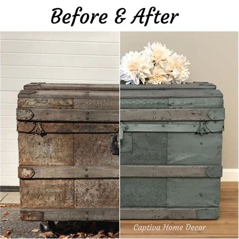 Diy Metal Trunk Makeover Annie Sloan Chalk Paint In Duck Egg Blue