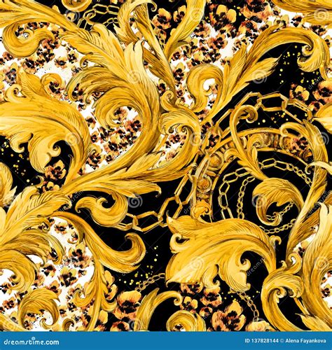 Gold Chains Seamless Pattern Luxury Illustration Golden Lace Luxury