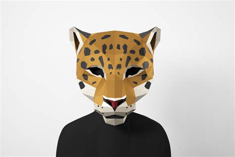 Máscara De Jaguar Poligonal Plantilla Pdf Para Papercraft Lacrafta