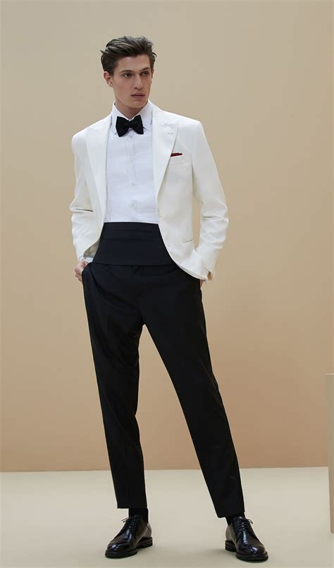 Mens White And Black Tuxedos With Belt 2 Piece Suit Tuxedo Formal