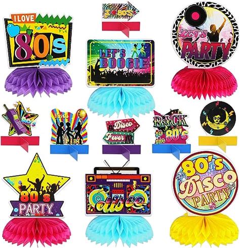 Phogary 80s Party Decorations 12 Pcs 80s Party Honeycomb