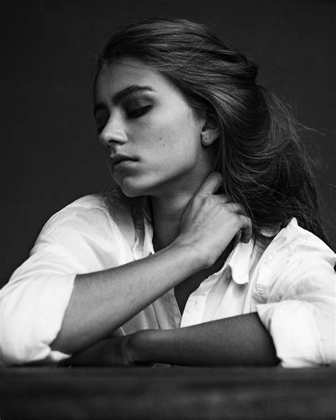 Women Face Model Portrait Aleksey Trifonov Monochrome White Shirt