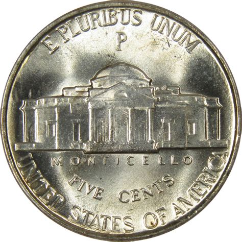 1944 P Jefferson Wartime Nickel Bu Uncirculated Mint State 35 Silver