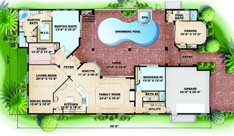 The Floor Plan For This House Is Very Large And Has An Outdoor Swimming