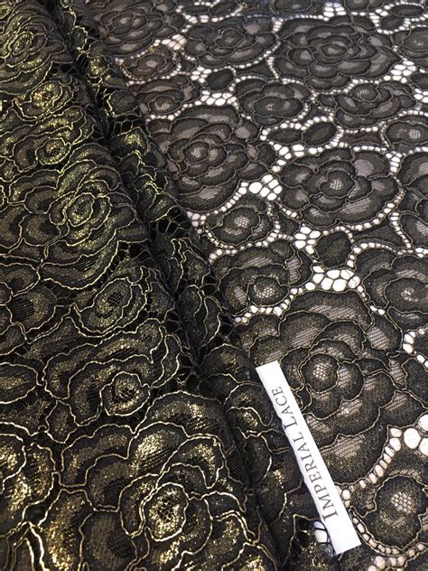 Black With Gold Lace Fabric Guipure Lace Lace Fabric From