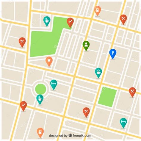 Street Map With Pins Design Vector Free Download