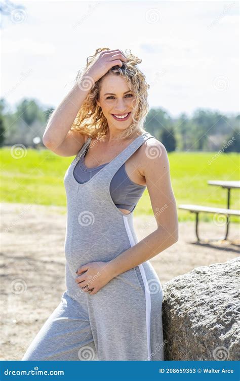 Pregnant Blonde Model At A Local Park Stock Image Image Of Harmony Generations