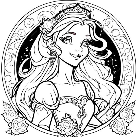 Premium Vector | Captivating princess coloring pages vector art white