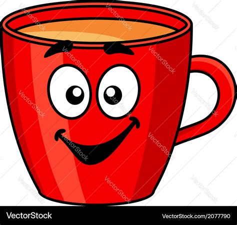 Colorful Red Cartoon Mug Of Coffee Royalty Free Vector Image