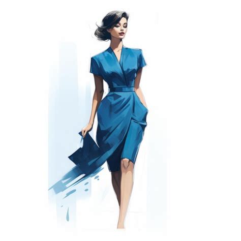 Premium Ai Image Fashion Illustration Of Woman In Blue Dress With