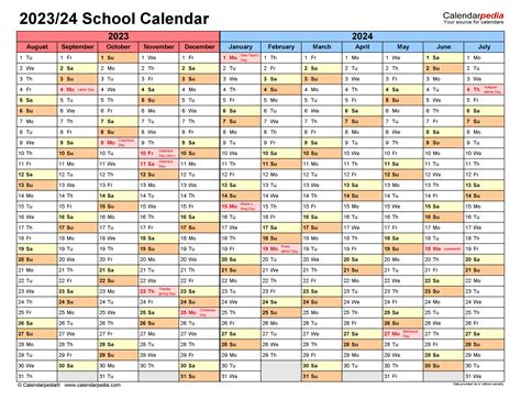 School Calendars 2023/2024 - Free Printable Excel templates