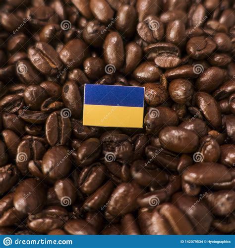 A Ukraine Flag Placed Over Roasted Coffee Beans Stock Photo Image Of