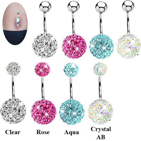 Showlove 1pc CZ Ball Navel Rings Navel Belly Button Ring Piercing