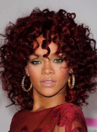 Rihanna Hair Style Rihanna Curly Red Hairstyle