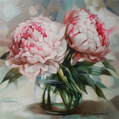 Peony Flowers Painting Original Art On Canvas Oil Painting Etsy In