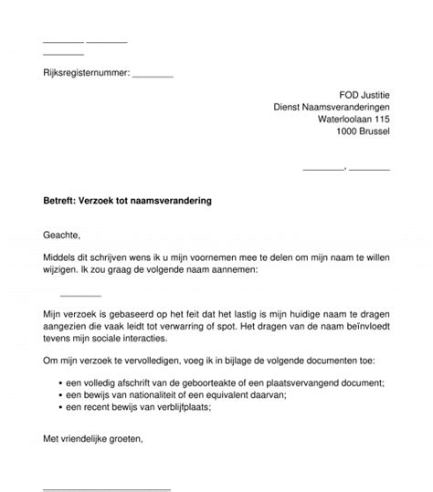 Verzoek Tot Wijziging Van Achternaam Of Voornaam