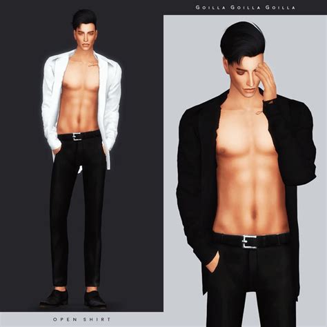 Open Shirt Sims 4 Men Clothing Sims 4 Sims 4 Male Clothes