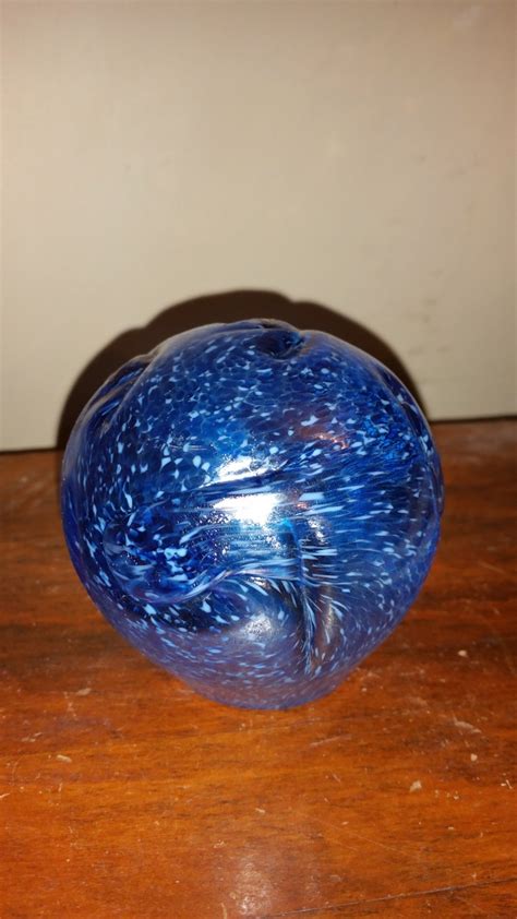Blue Glass Paperweight With Mottled Finish Collectors Weekly