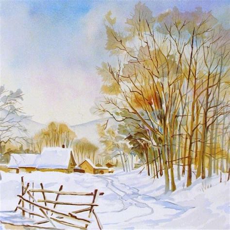 Watercolor Winter Scene At Explore Collection Of
