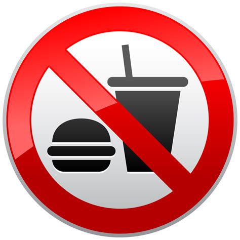 No Eating Or Drinking Prohibition Sign Png Clipart