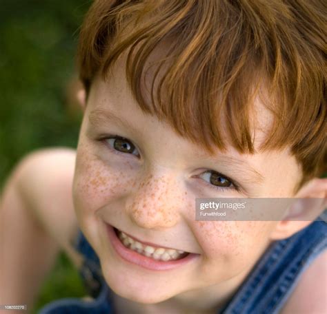 Cute Child Smiling Happy Redhead Freckle Face Boy Laughing High Res