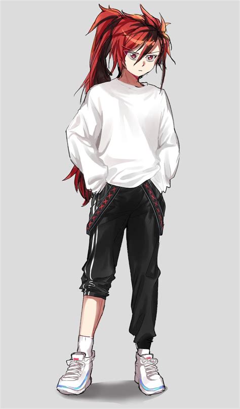 Elsword Immortal Ponytail Sweatpants Red Hair Ponytail Anime
